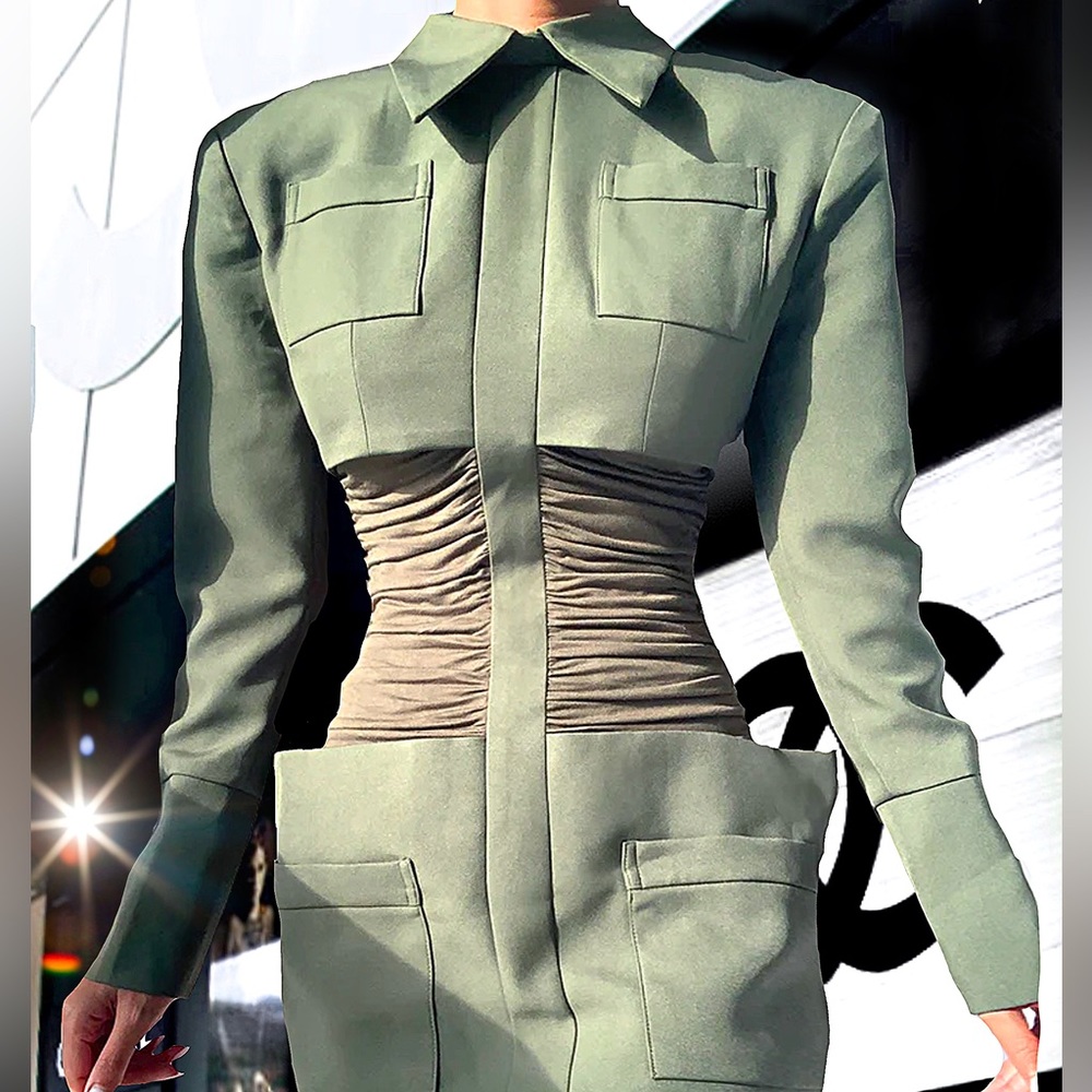 Army Cape Designer Mini Dress.